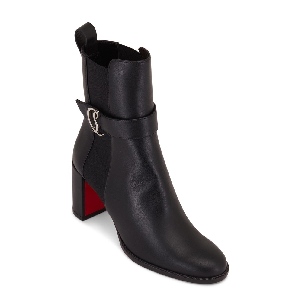 Christian Louboutin CL Chelsea Booty 70 Black Leather Ankle Boots EU 40 US 10